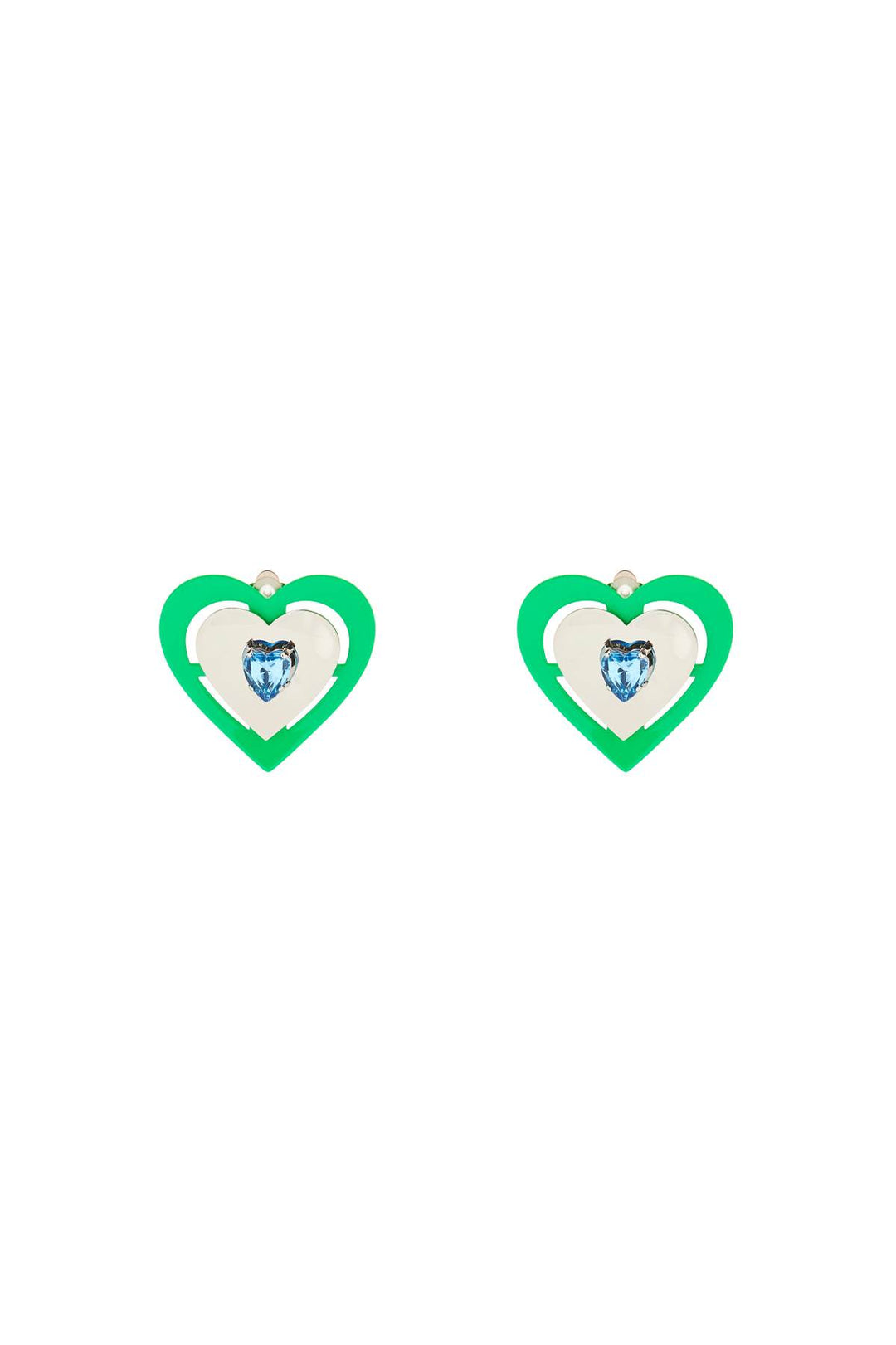 Orecchini A Clip 'Green Neon Heart' - Saf Safu - Donna