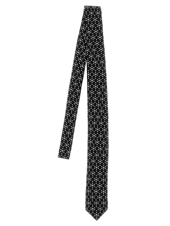 Logo Print Tie Cravatte Bianco/Nero