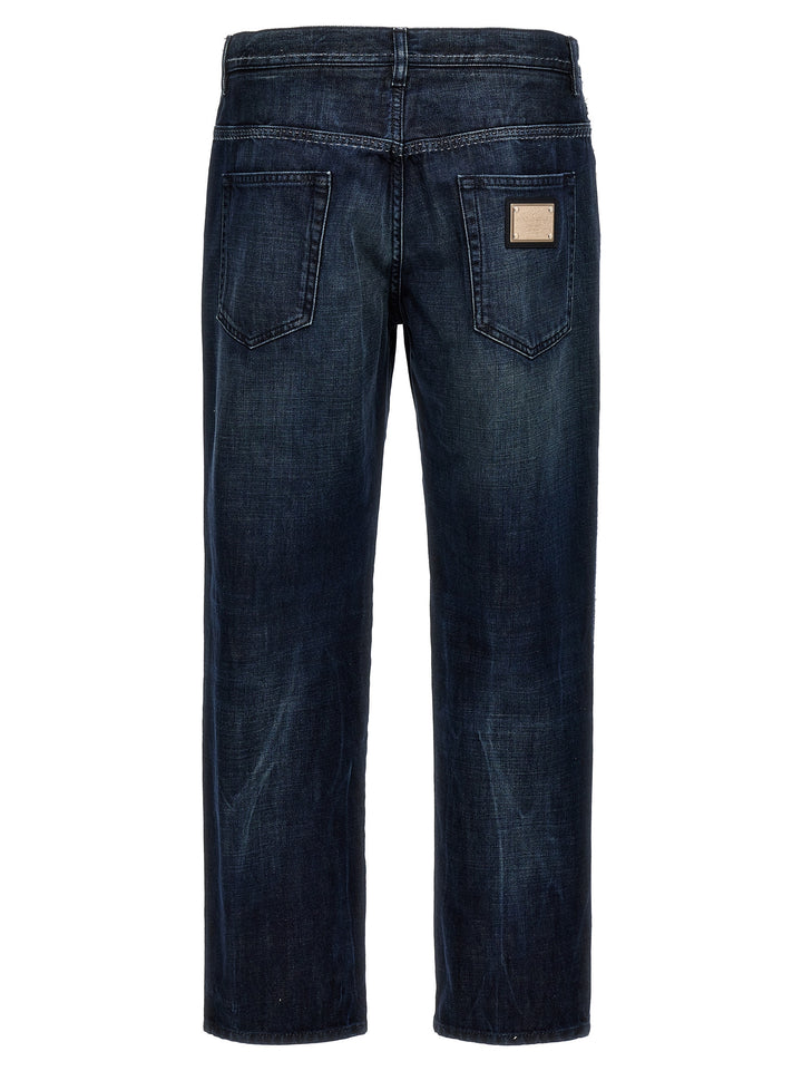 Dolce & Gabbana Fringed Stitching Jeans - Blu | 82d40b68d105bae9509fed15586c9cd51ff761af