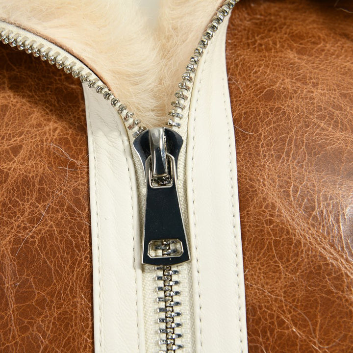 Giacca Bolivia Marrone in Pelle e Lana