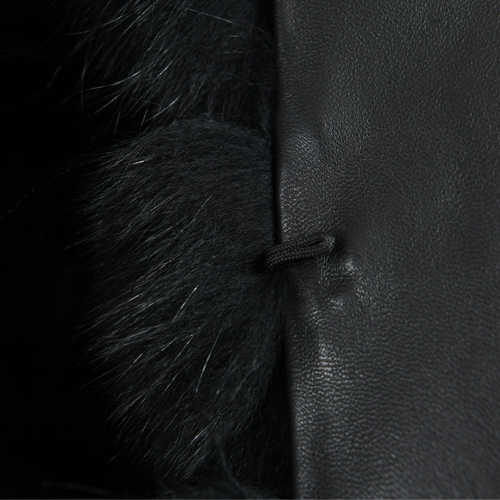 Giacca Double in Pelliccia Nera con Maniche Rimovibili
