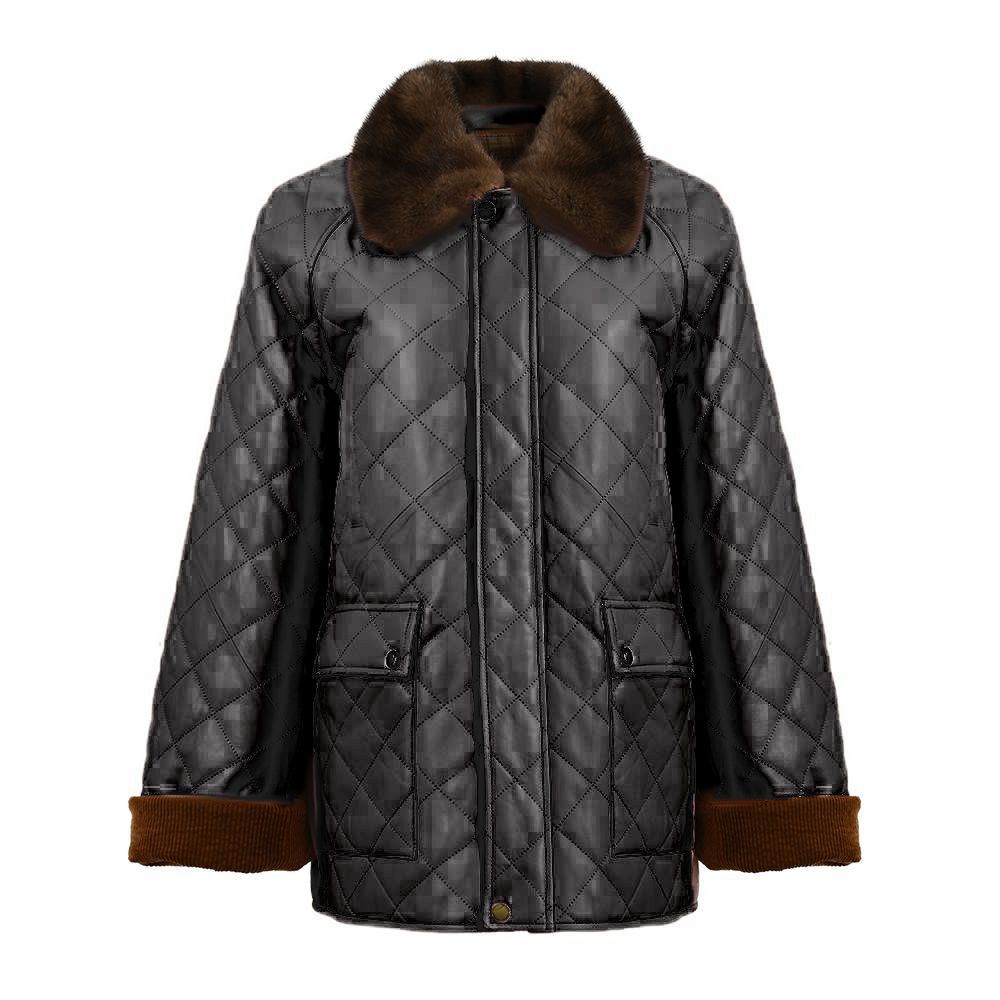 Giacca Molly Nera in Pelle e Visone