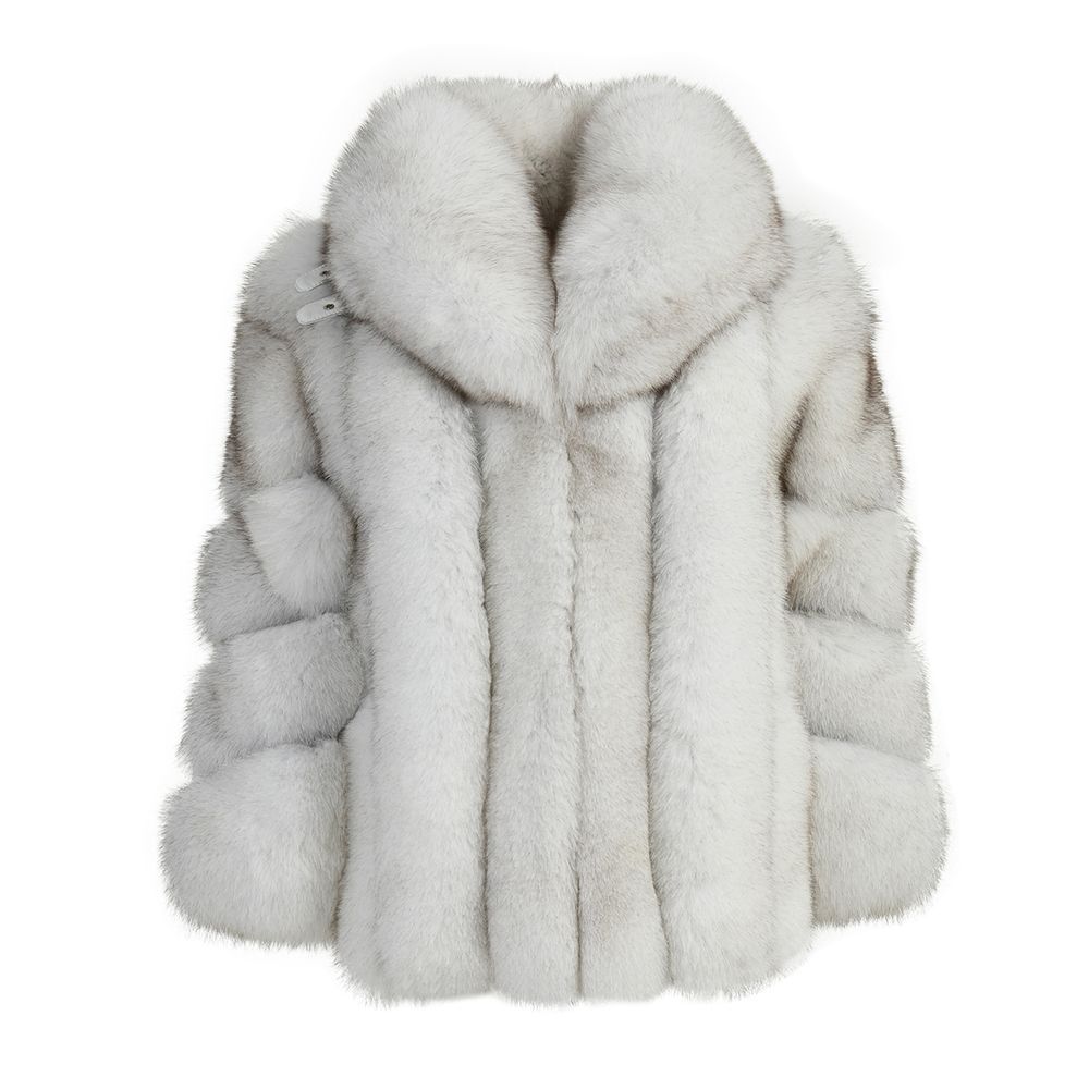 Giacca Nevel Grigio Naturale in Pelliccia di Volpe