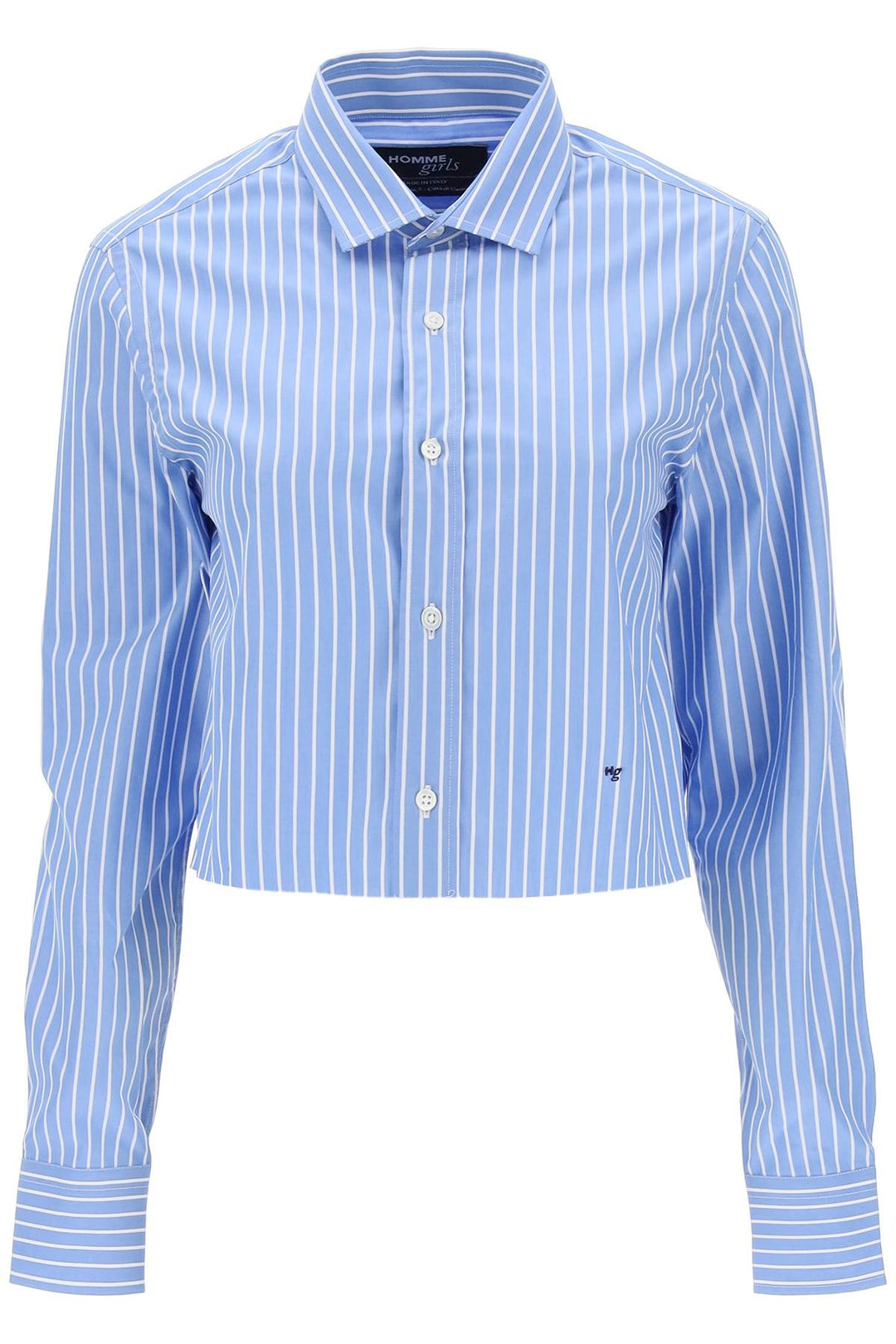 Camicia Cropped In Popeline A Righe - Homme Girls - Donna
