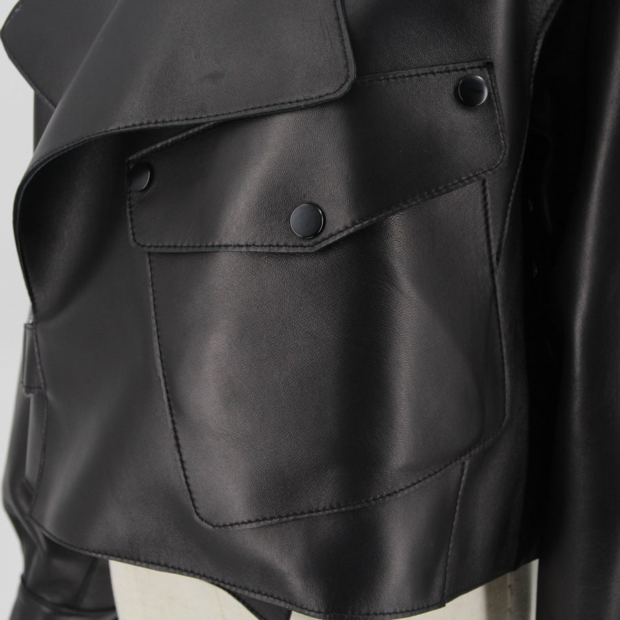 Chiodo Ilaria in pelle di agnello nero-Wanan Touch-Wanan Luxury