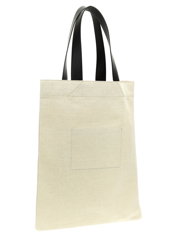 Jil Sander Flat Shopper Tote - Bianco/Nero | 81889b46f4187c31ed457fb0045d789a81fd2673