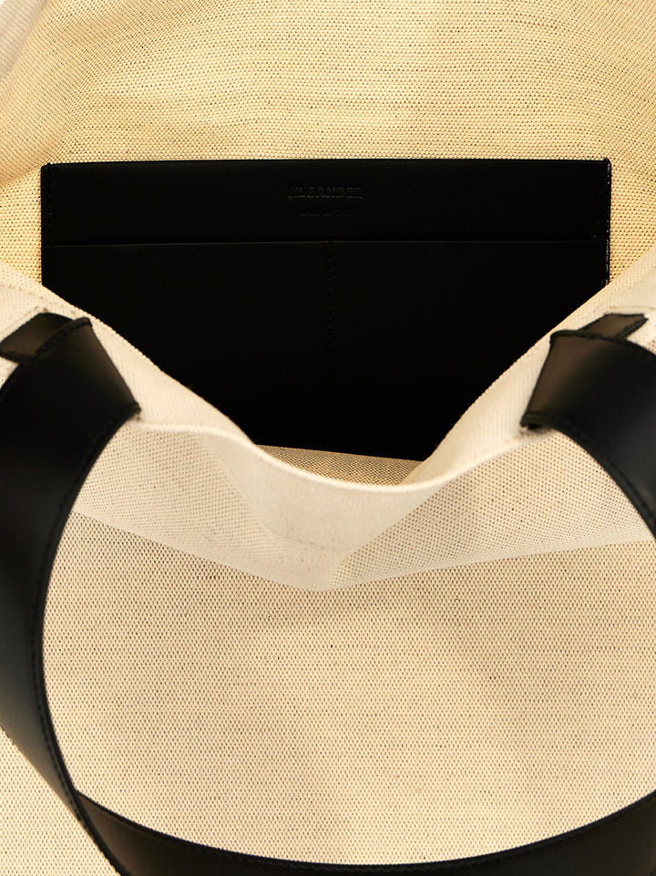 Jil Sander Flat Shopper Tote - Bianco/Nero | 9b5fe945ef3b8ac7d2eece9c0c4323711a48dd99