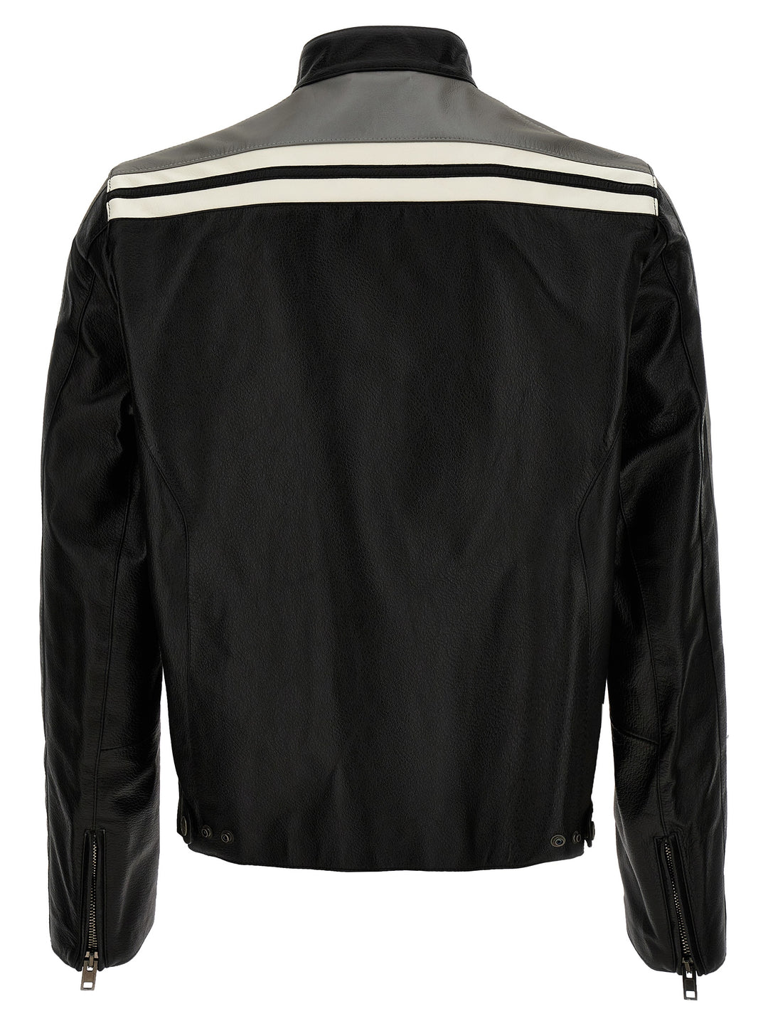 Leather Jacket With Contrasting Bands Giacche Nero
