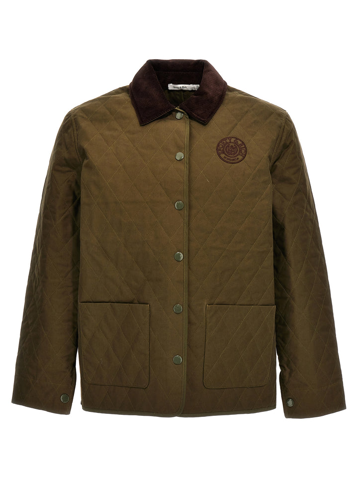 Logo Embroidery Quilted Jacket Giacche Verde