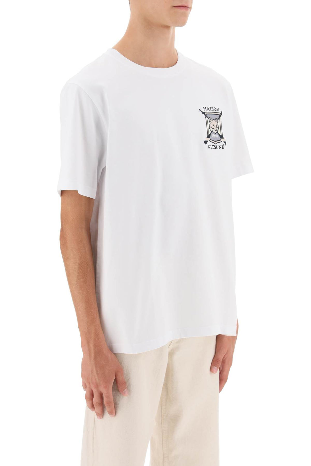 T Shirt Con Ricamo College Fox - Maison Kitsune - Uomo