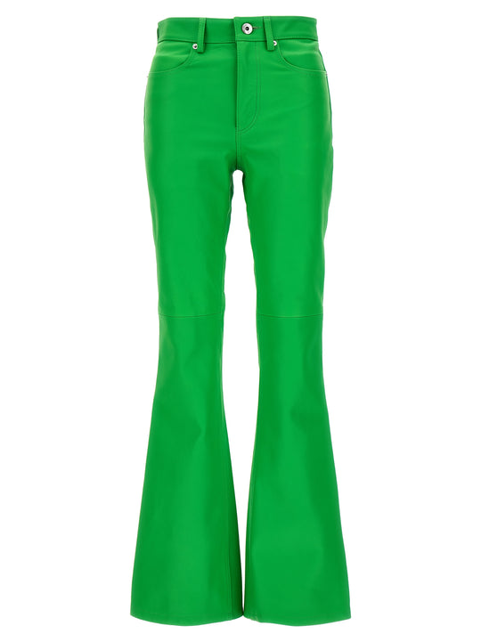 Leather Bootcut Trousers Pantaloni Verde