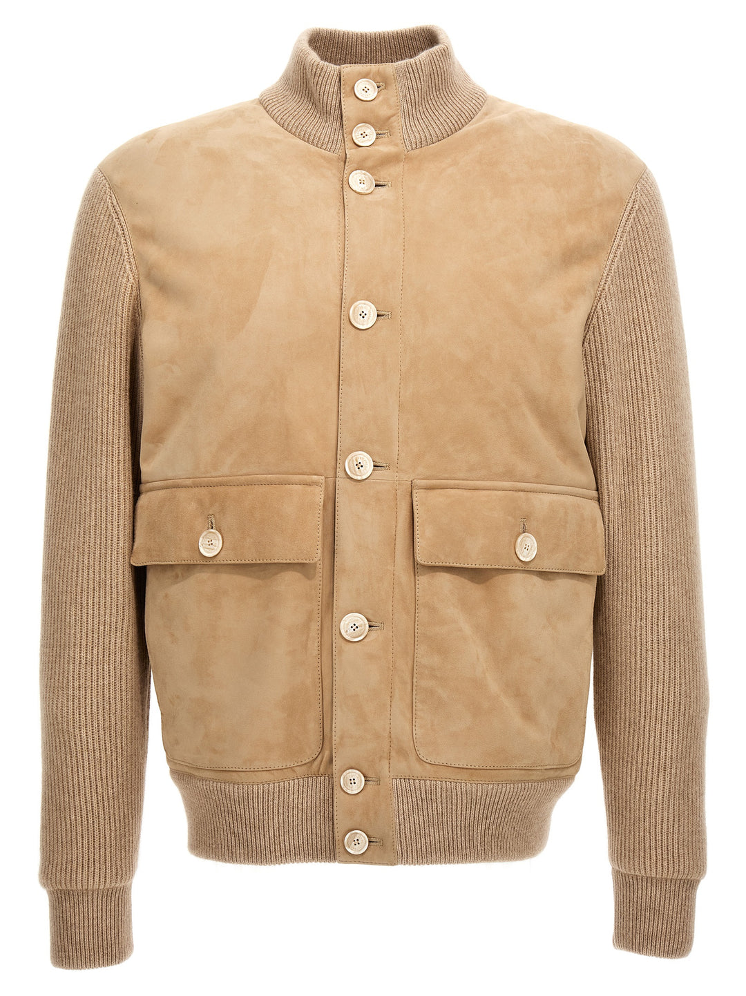 Knit Suede Bomber Jacket Trench E Impermeabili Beige