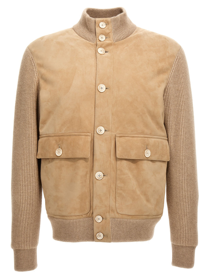 Knit Suede Bomber Jacket Trench E Impermeabili Beige