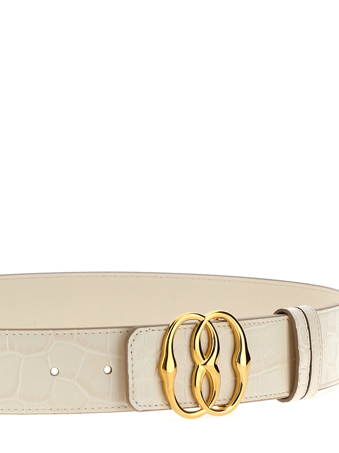 Logo Croc Print Leather Belt Cinture Bianco