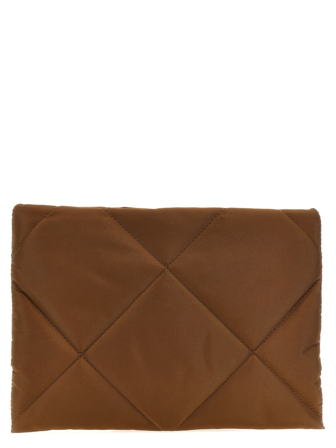 Quilted Nylon  Bag Clutch Marrone