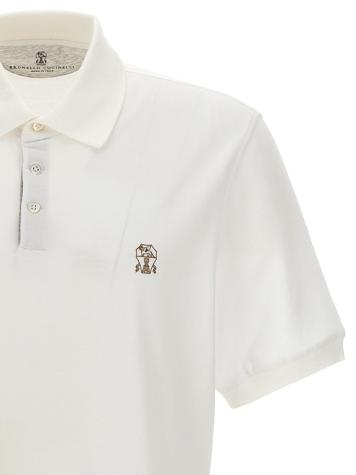 Logo Print  Shirt Polo Bianco