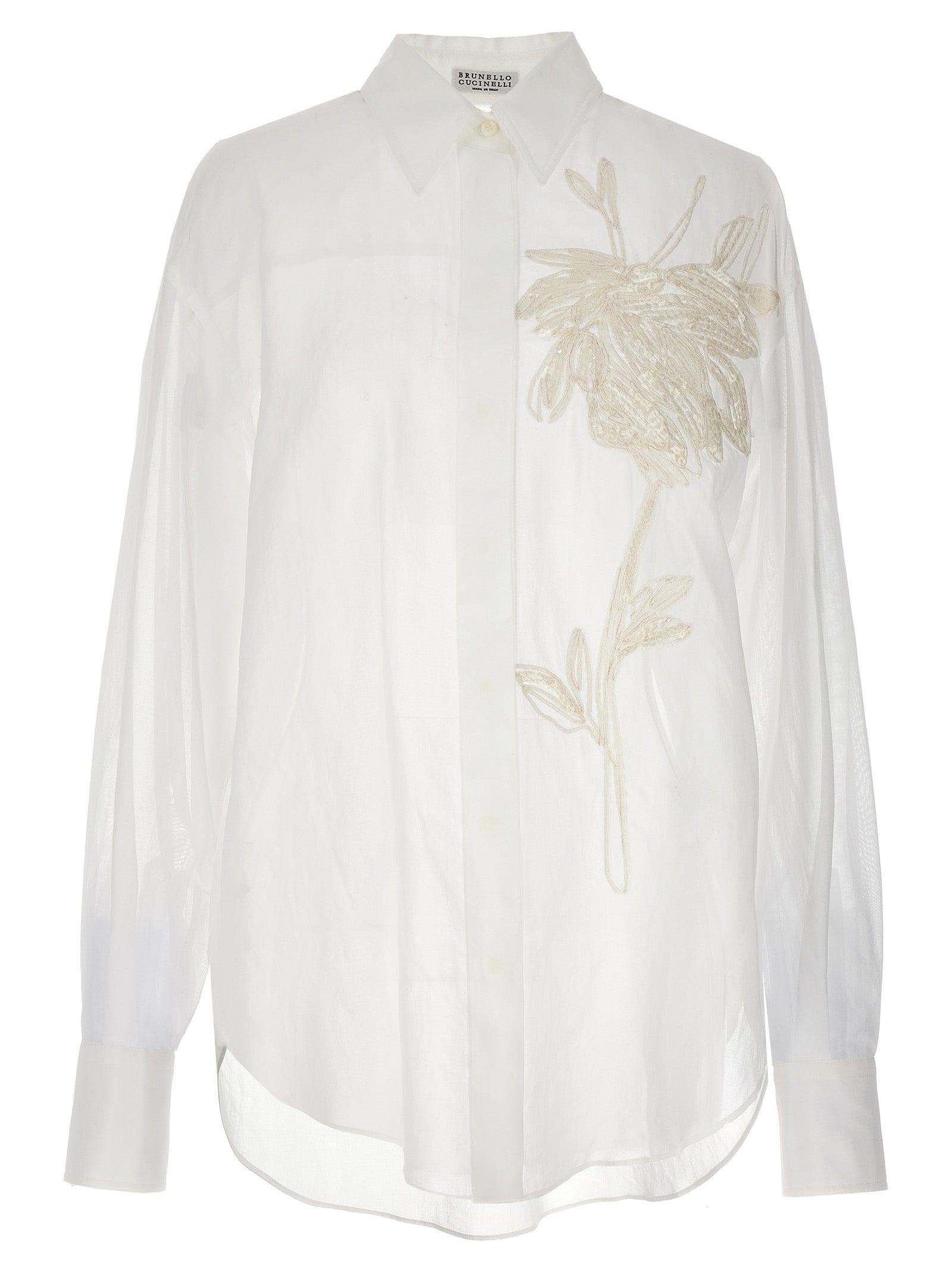 Floral Embroidery Shirt Camicie Bianco