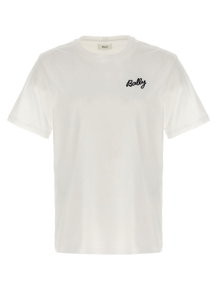 Logo Embroidery T Shirt Bianco