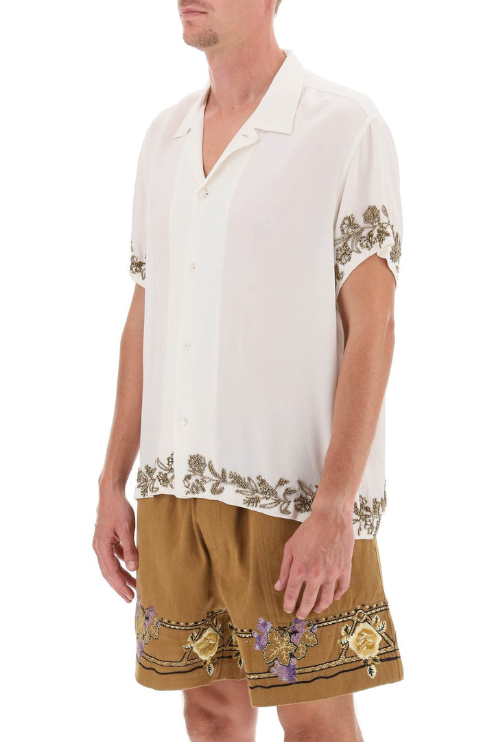 Camicia In Seta Con Ricami Floreali In Perline - Bode - Uomo