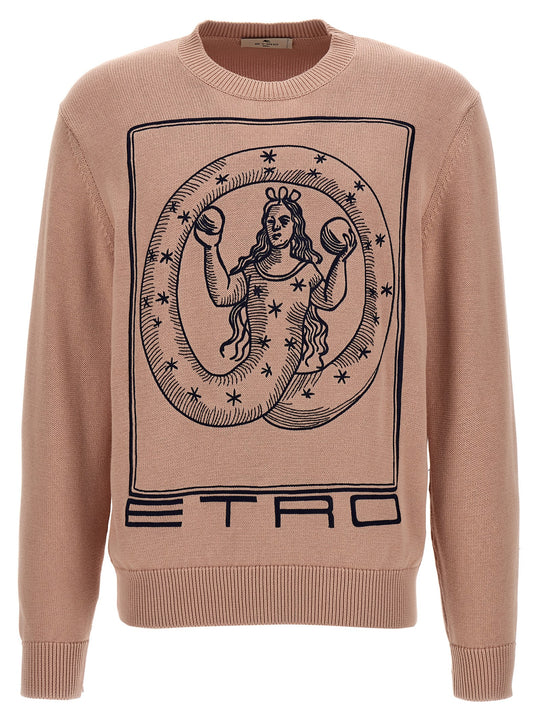 Logo Embroidery Sweater Maglioni Rosa