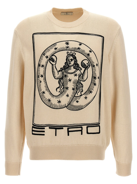 Logo Embroidery Sweater Maglioni Beige