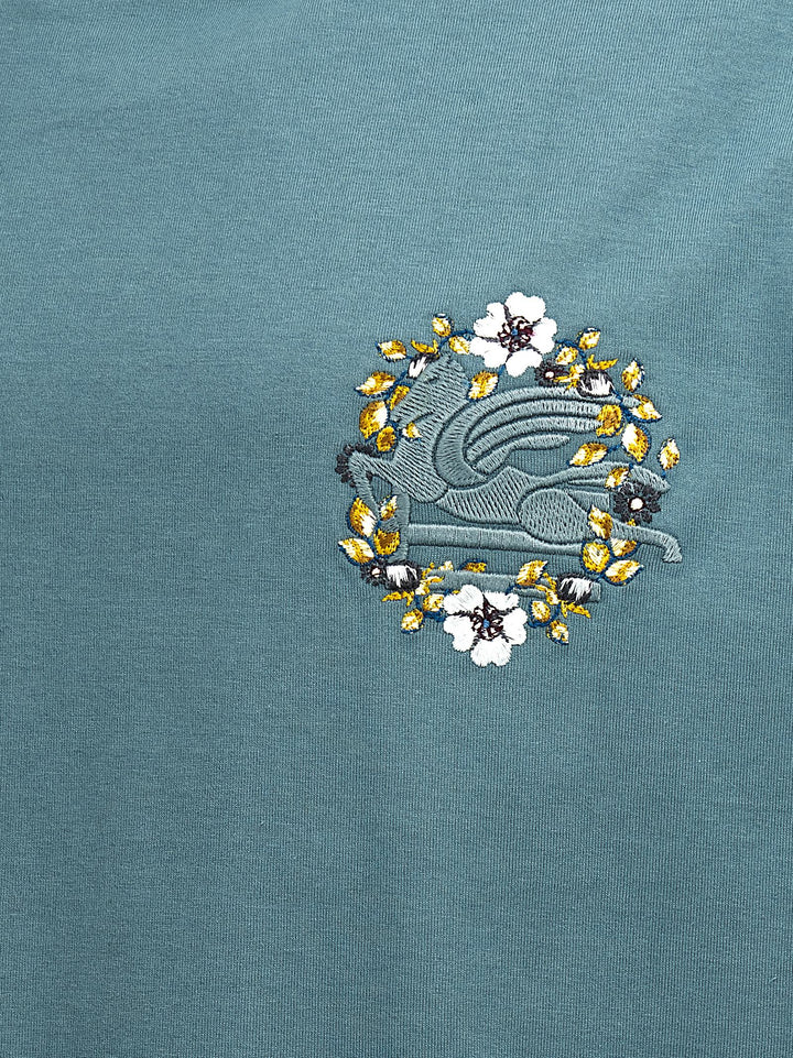 Logo Embroidery T Shirt Celeste