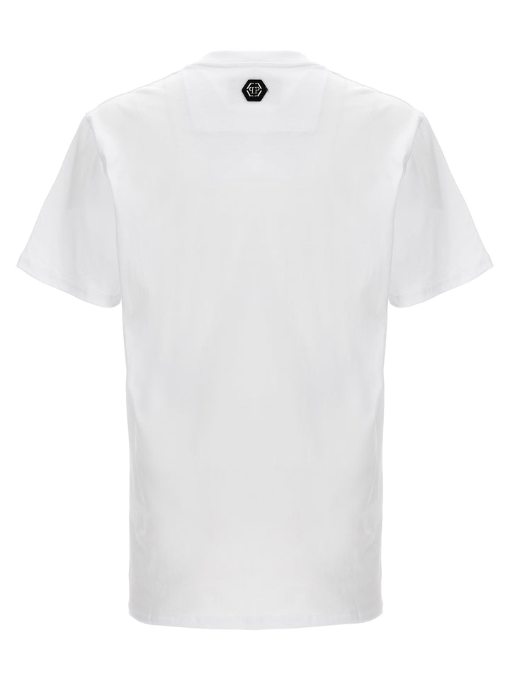 Rhinestone Logo T Shirt Bianco