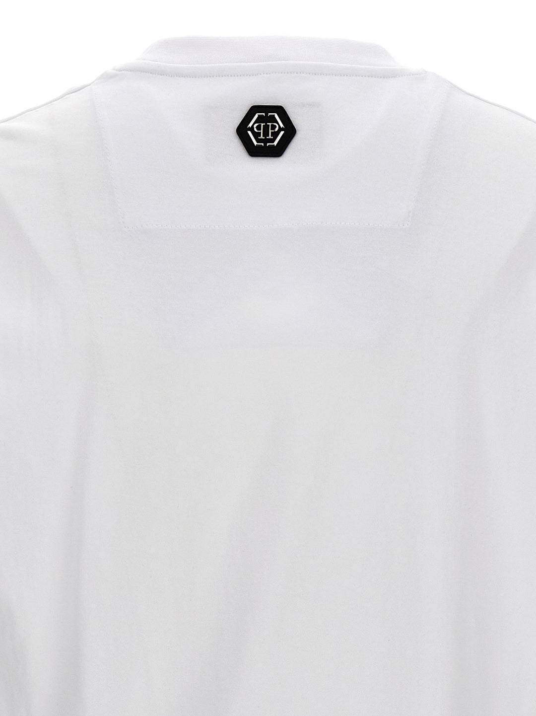 Rhinestone Logo T Shirt Bianco