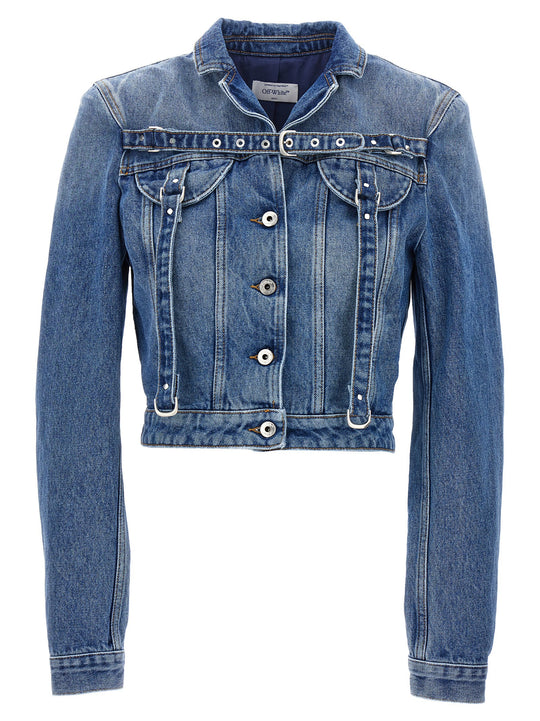 Cargo Crop Puffer Jackets Blu