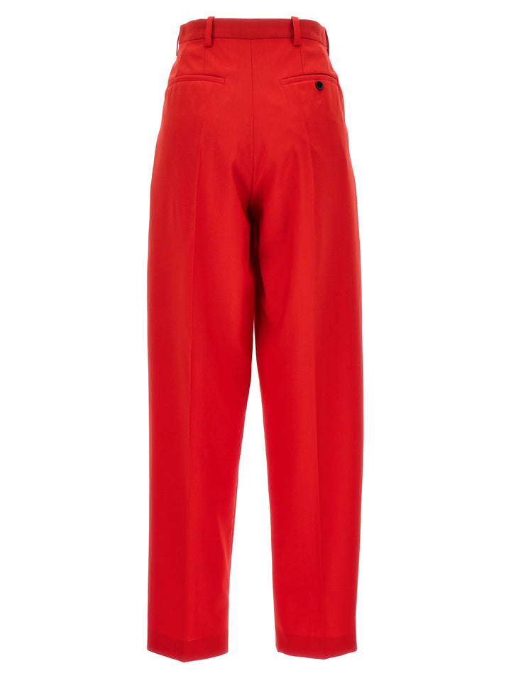 Front Pleat Pantaloni Rosso
