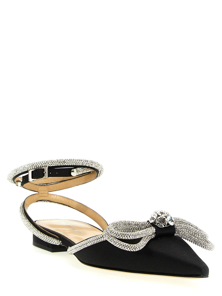 Double Bow Flat Shoes Nero