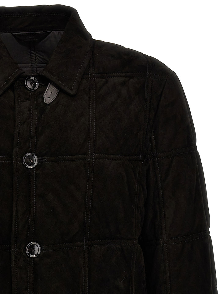 Quilted Suede Down Jacket Giacche Nero