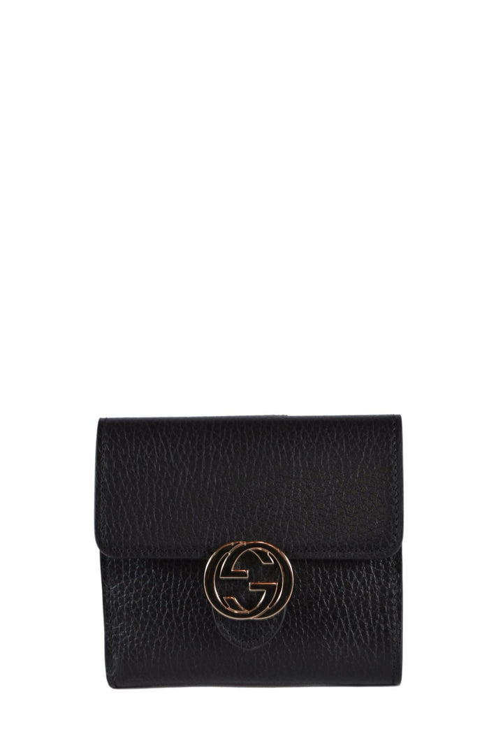 Portafoglio Interlocking GG logo pelle nero-Gucci-Wanan Luxury