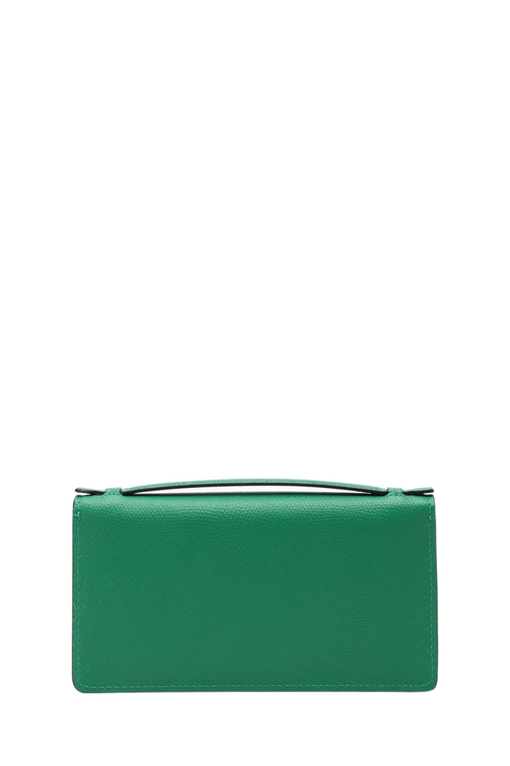 Portafoglio Verde in Pelle Martellata con Logo