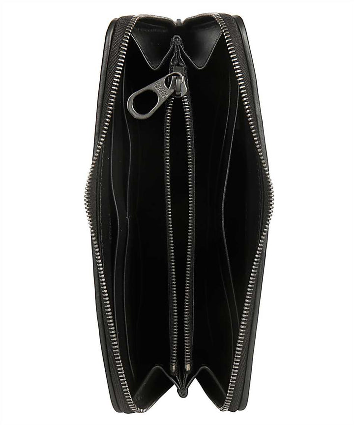 Portafoglio intrecciato nero con zip-Bottega Veneta-Wanan Luxury