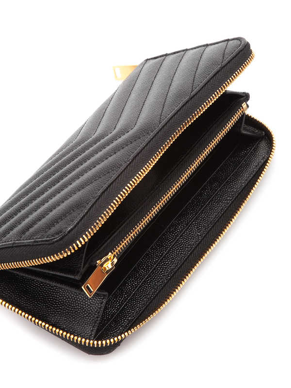 Portafoglio nero con logo-Saint Laurent-Wanan Luxury