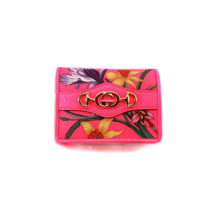 Portafoglio stampa floreale GG pelle rosa-Gucci-Wanan Luxury