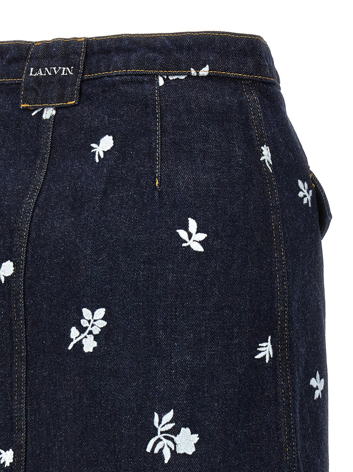 All-Over Embroidery Skirt Gonne Blu