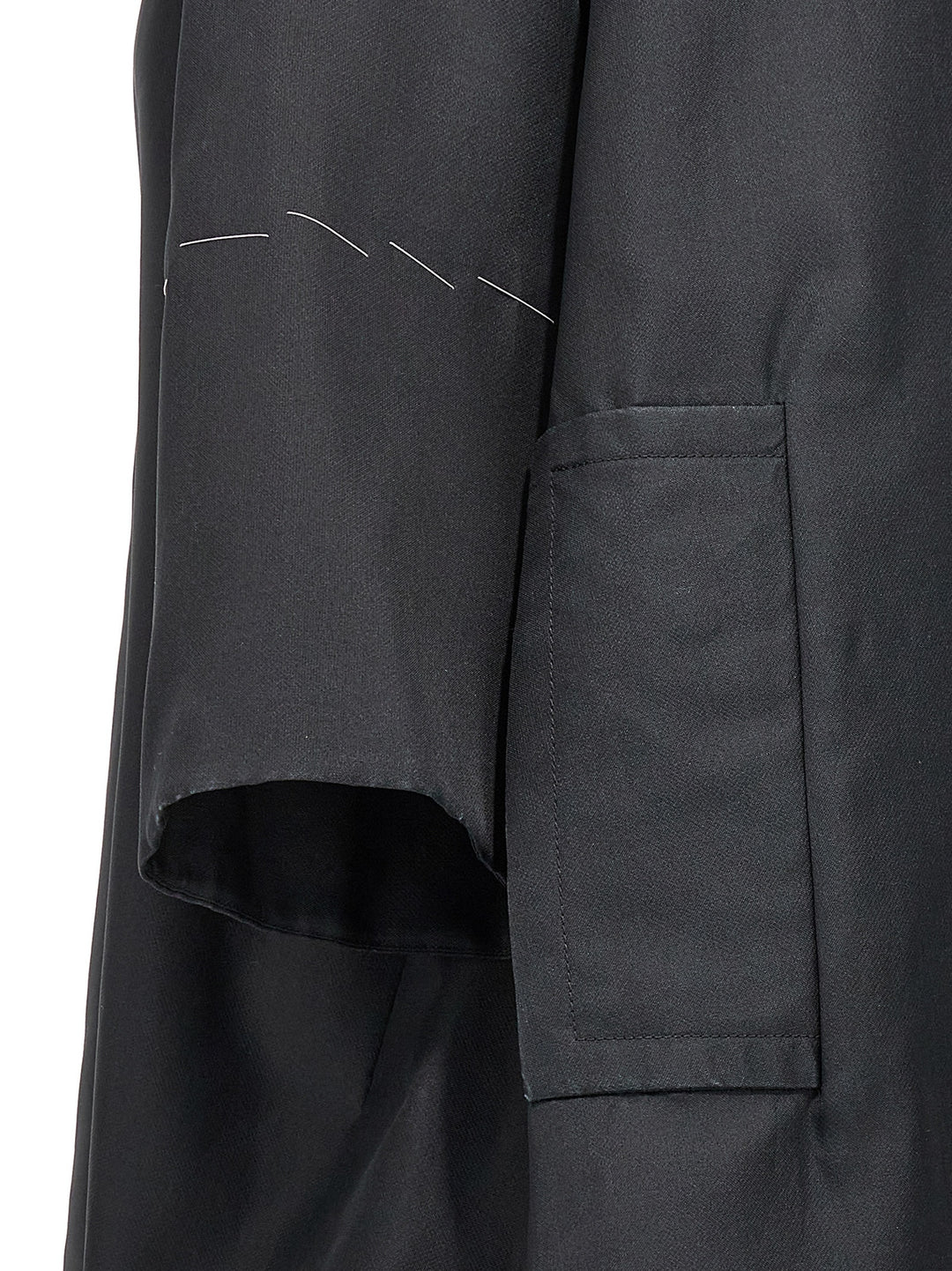 Contrast Stitching Silk Coat Trench E Impermeabili Nero