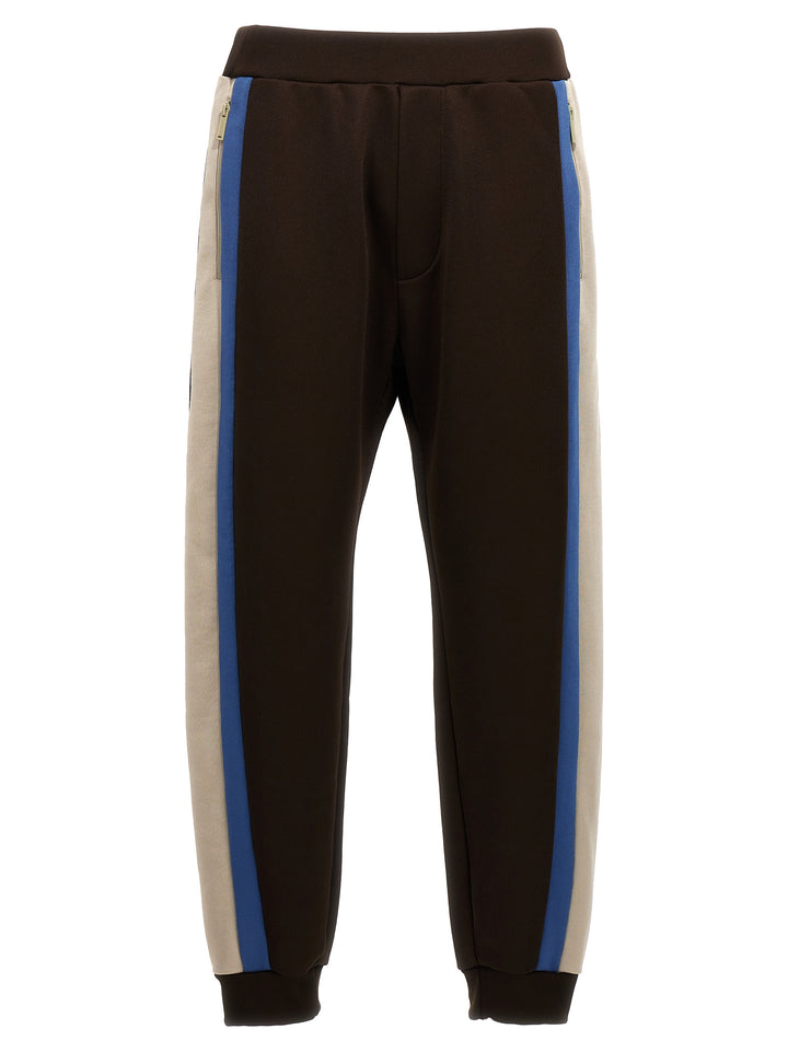 Joggers With Contrast Bands Pantaloni Marrone