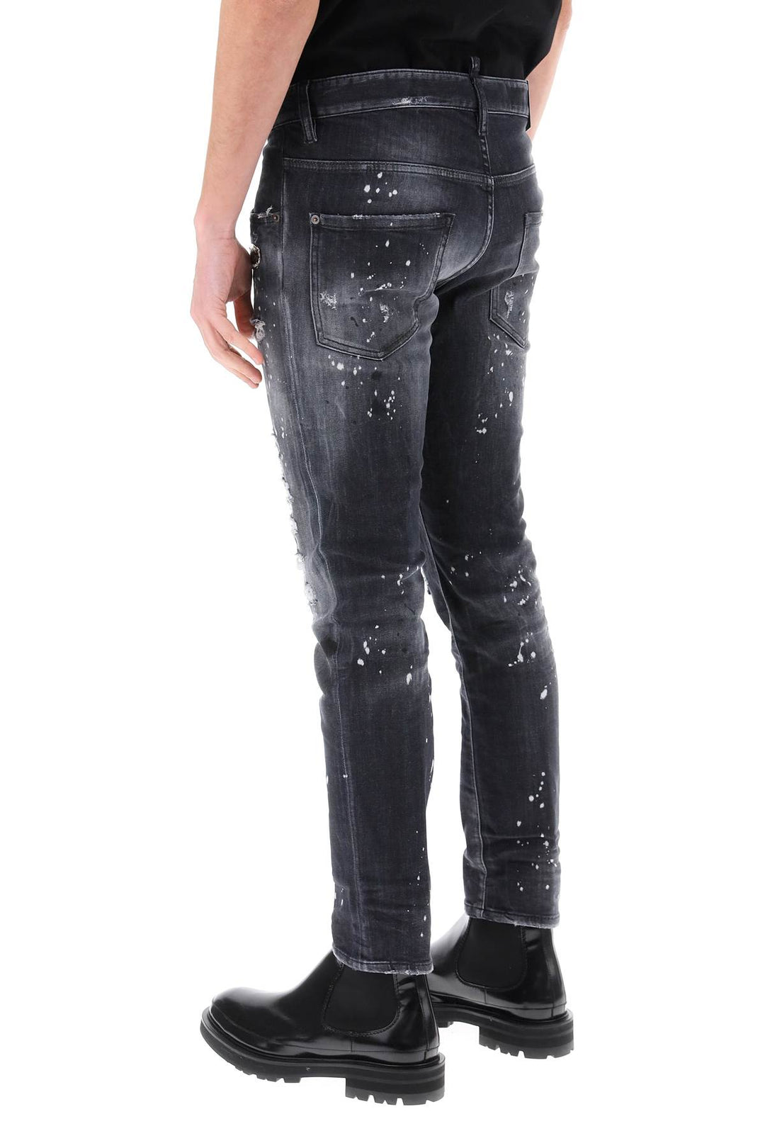 Jeans Skater In Black Diamond&Studs Wash - Dsquared2 - Uomo