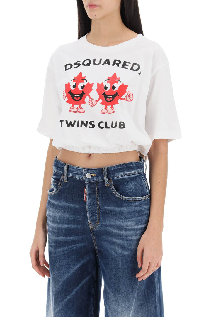 T Shirt Crop Con Stampa Twins Club - Dsquared2 - Donna