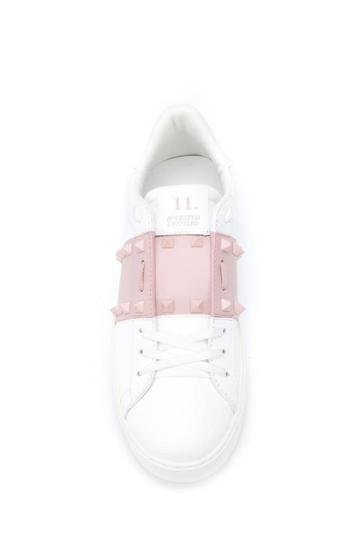 Valentino Garavani Sneaker Rockstud in Pelle Bianca e Rosa Donna Wanan Luxury