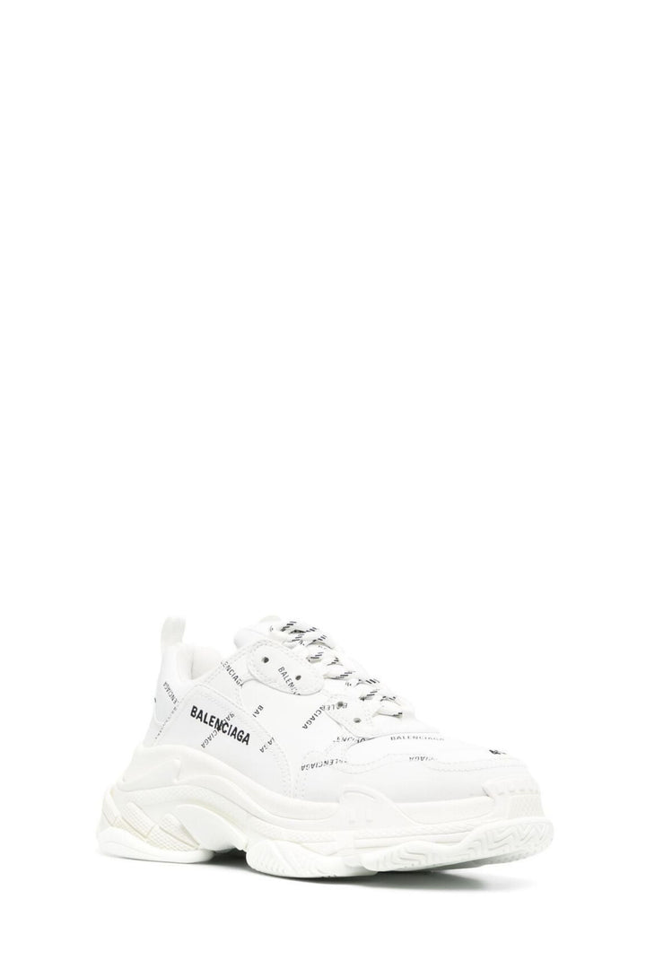 Sneaker Triple S in Materiale Tecnico Bianco con Logo