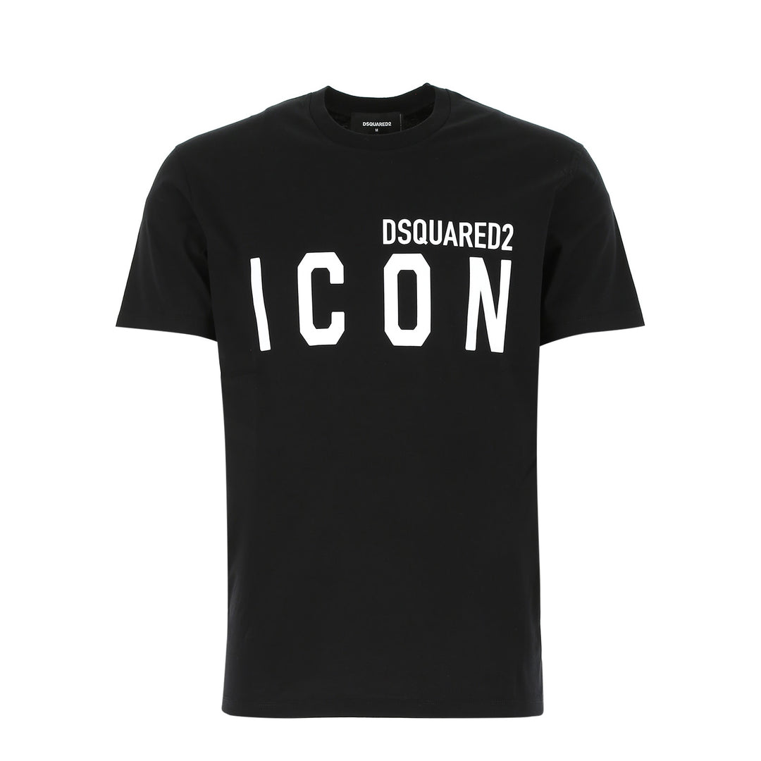 T-shirt Icon nera in cotone-Dsquared2-Wanan Luxury