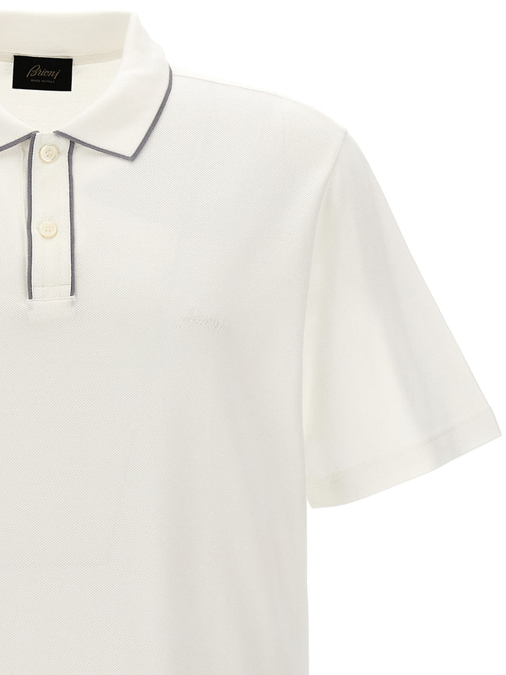 Logo Embroidery  Shirt Polo Bianco