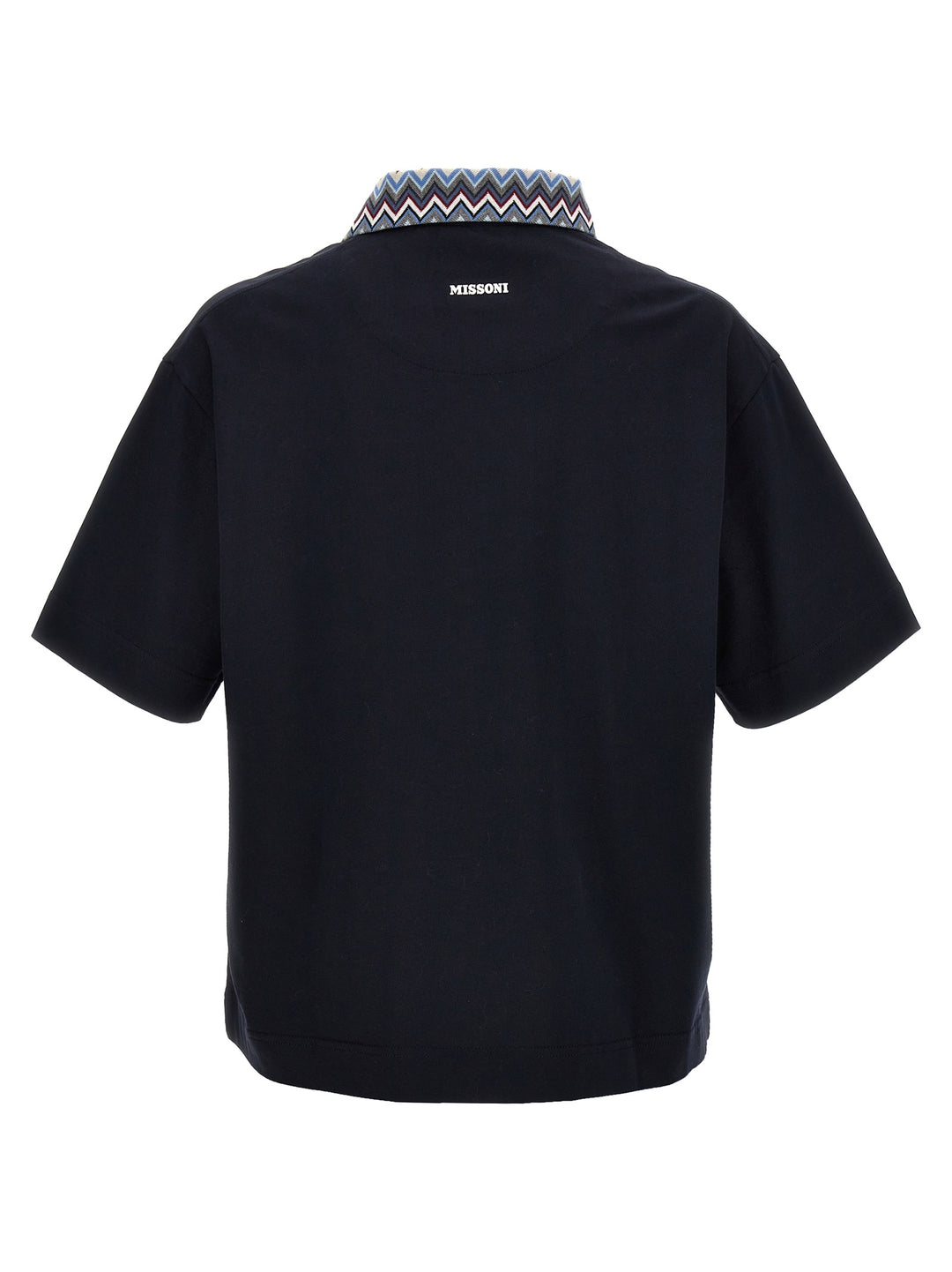 Zigzag Collar  Shirt Polo Blu