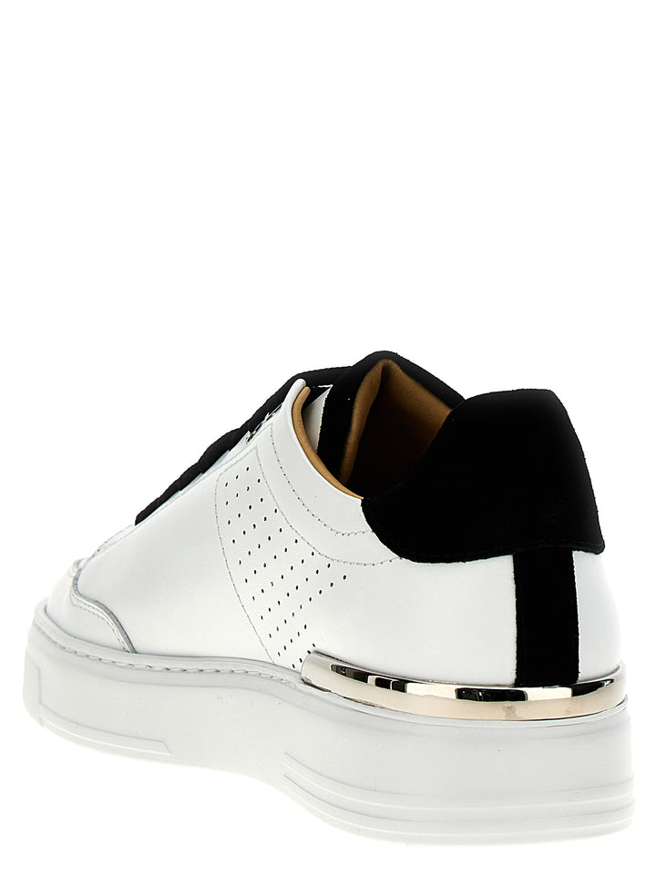 Mix Leather Lo-Top Sneakers Bianco/Nero