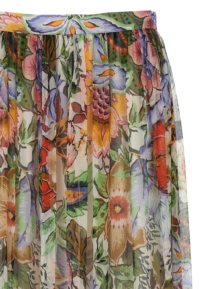 Long Floral Skirt Gonne Multicolor
