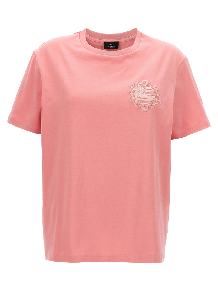 Logo Embroidery T Shirt Rosa